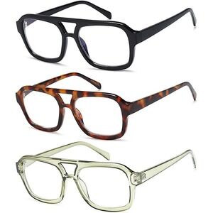 Aviator Unisex Reading Glasses 3 Pack Blue‎ Light Blocking x1.00 Strength